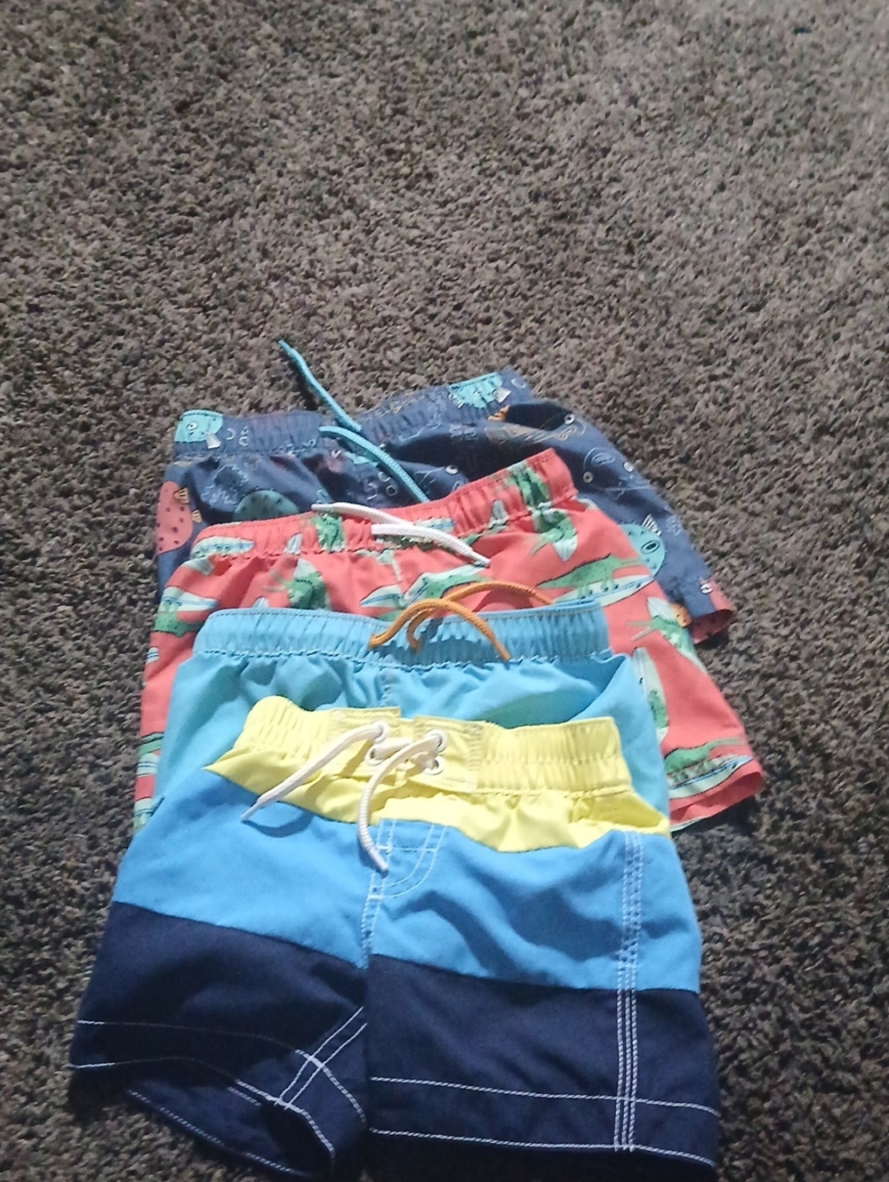 Old Navy Boys 3-Pack Swim Shorts in Navy, Coral & Light Blue